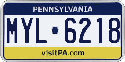 PA license plate MYL6218