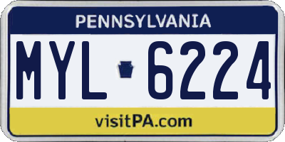 PA license plate MYL6224