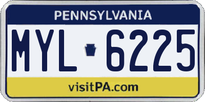PA license plate MYL6225