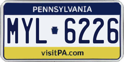 PA license plate MYL6226