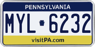 PA license plate MYL6232