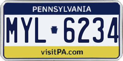 PA license plate MYL6234