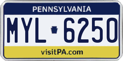 PA license plate MYL6250