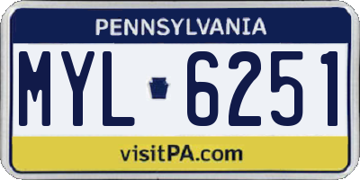 PA license plate MYL6251