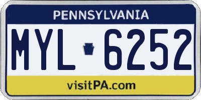 PA license plate MYL6252
