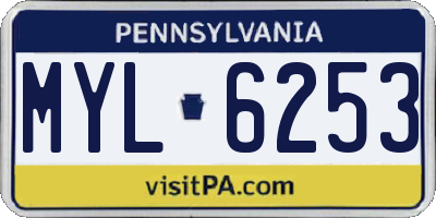 PA license plate MYL6253
