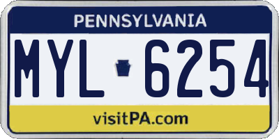 PA license plate MYL6254