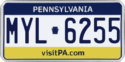 PA license plate MYL6255