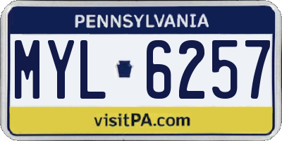 PA license plate MYL6257
