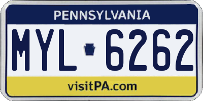 PA license plate MYL6262