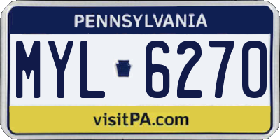 PA license plate MYL6270
