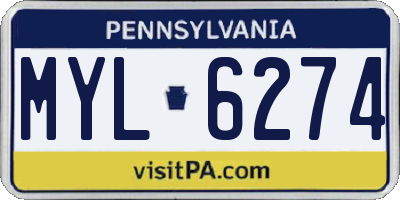 PA license plate MYL6274