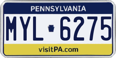 PA license plate MYL6275