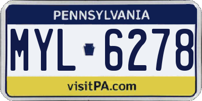 PA license plate MYL6278
