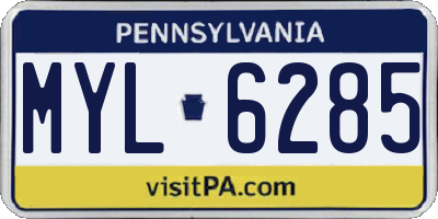 PA license plate MYL6285