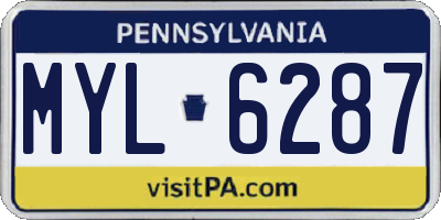 PA license plate MYL6287