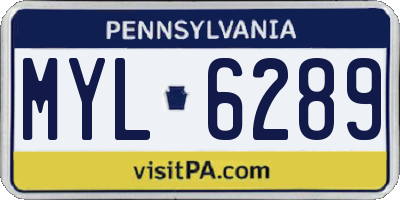 PA license plate MYL6289
