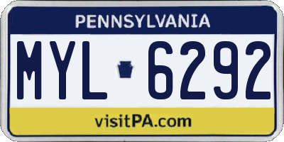 PA license plate MYL6292
