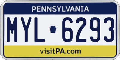PA license plate MYL6293