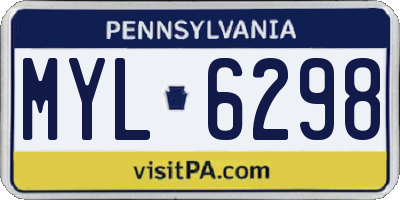 PA license plate MYL6298
