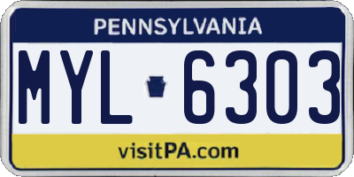 PA license plate MYL6303