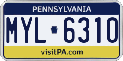 PA license plate MYL6310
