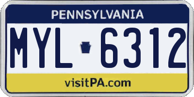 PA license plate MYL6312