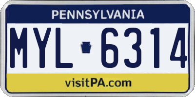 PA license plate MYL6314