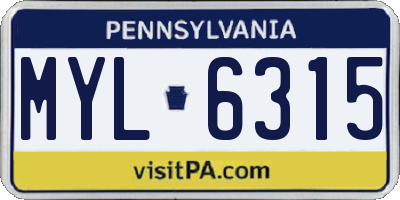 PA license plate MYL6315