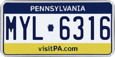 PA license plate MYL6316