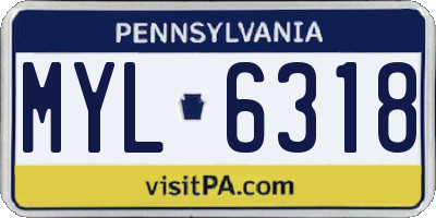 PA license plate MYL6318