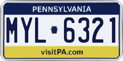 PA license plate MYL6321