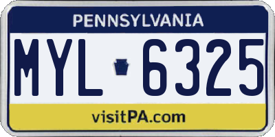 PA license plate MYL6325