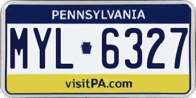 PA license plate MYL6327