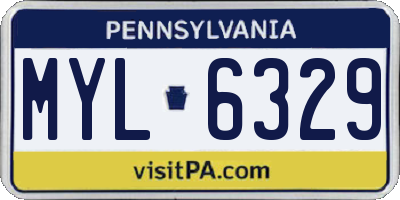 PA license plate MYL6329