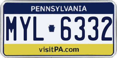 PA license plate MYL6332