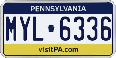 PA license plate MYL6336