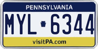 PA license plate MYL6344