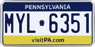 PA license plate MYL6351