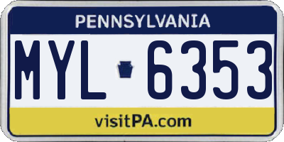 PA license plate MYL6353