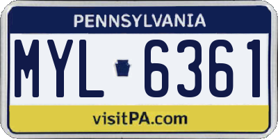 PA license plate MYL6361