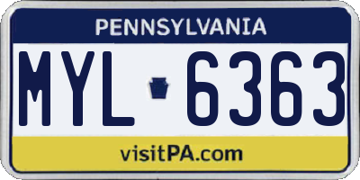 PA license plate MYL6363