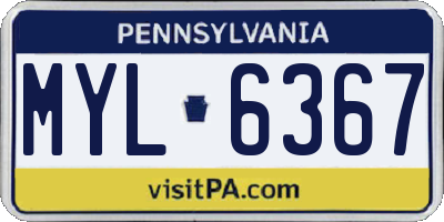 PA license plate MYL6367