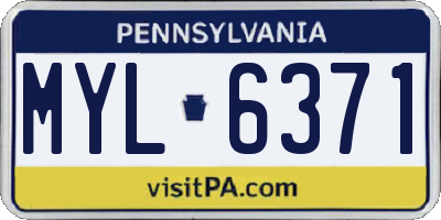 PA license plate MYL6371