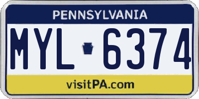 PA license plate MYL6374