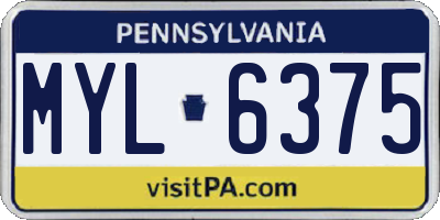 PA license plate MYL6375