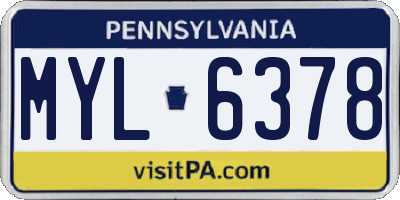 PA license plate MYL6378