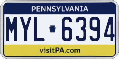 PA license plate MYL6394