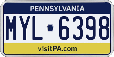 PA license plate MYL6398