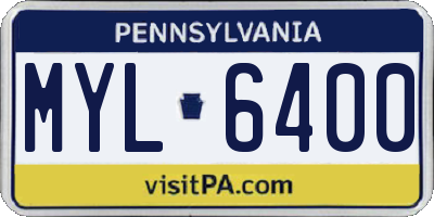 PA license plate MYL6400